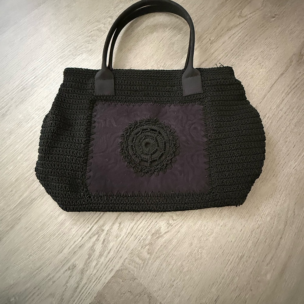 Elegant Black Crochet Tote Bag